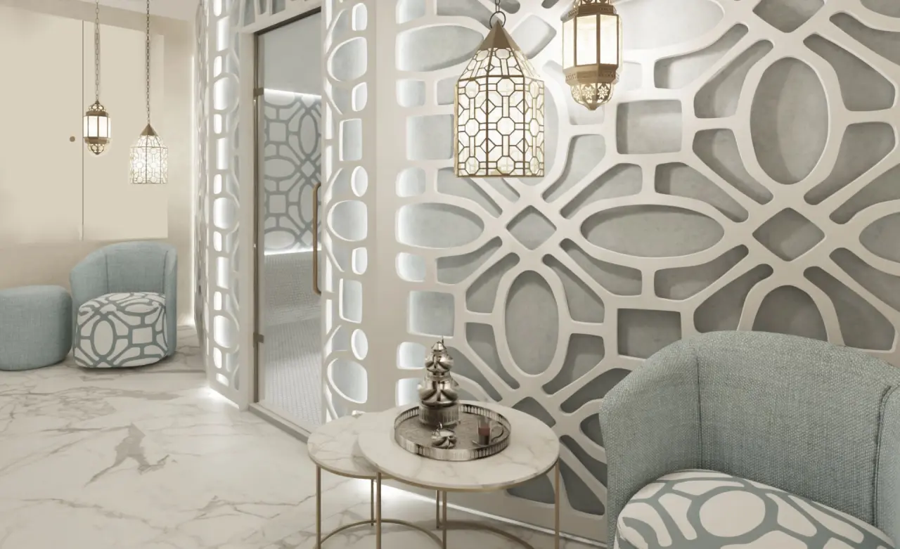 Villa Serbelloni Luce del Lago SPA in Bellagio – Entspannungsbereich im Spa mit orientalischen Laternen | Wellnesshotel Comer See
