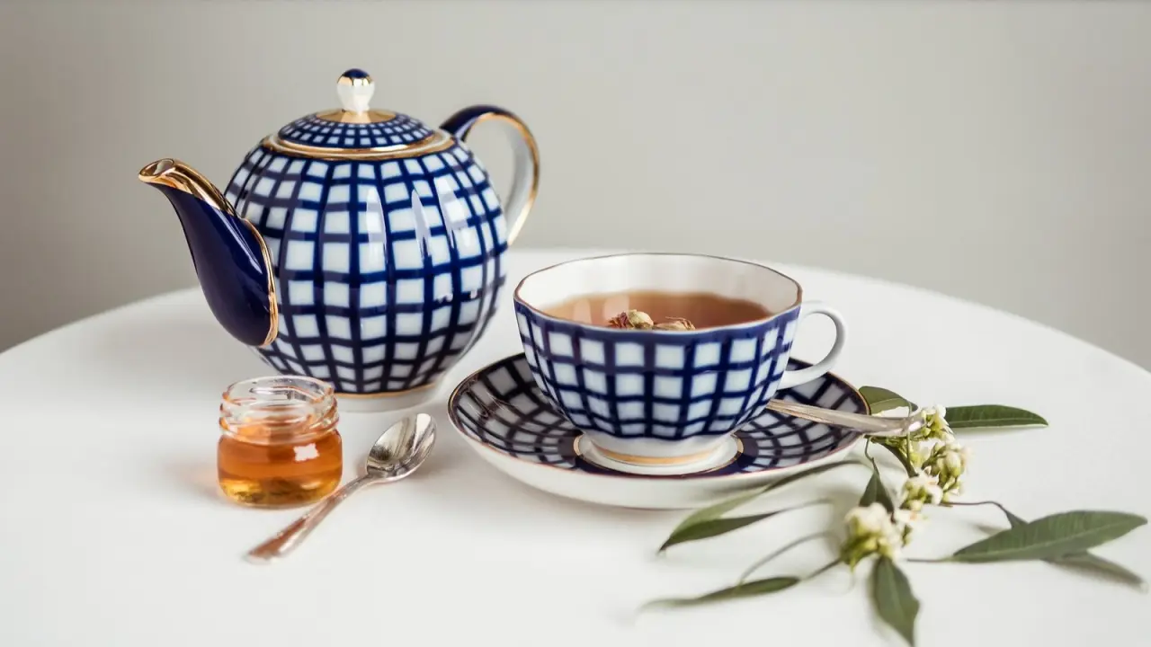 Carlton Hotel in St. Moritz – Teekanne und Tasse mit Honig auf weißem Tisch | Wellnesshotel Engadin