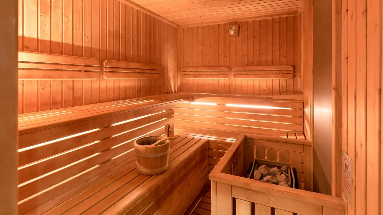 Sovrana Hotel & Re Aqva SPA in Rimini – Moderne Holzsauna mit Aufgusseimer | Wellnesshotel Emilia-Romagna
