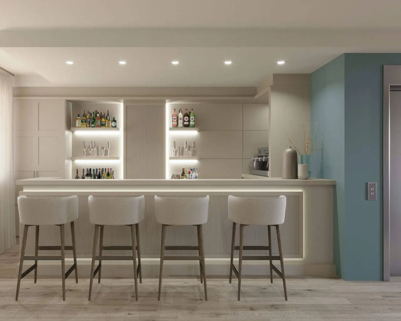 Maestrale Resort Hotel - Grosseto in Grosseto – Moderne Hotelbar mit beleuchteter Theke | Wellnesshotel Toskana
