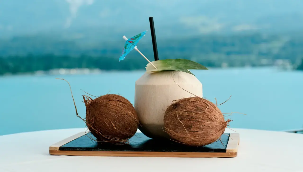 Hotel Karnerhof in Egg am Faaker See – Kokosnüsse und Getränk am Seeufer | Wellnesshotel Kärnten