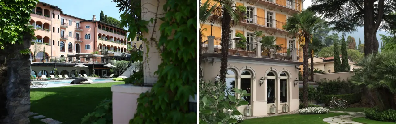 La Maison Du Relax in Gardone Riviera – Hotelaußenansicht mit Pool und Garten | Wellnesshotel Gardasee