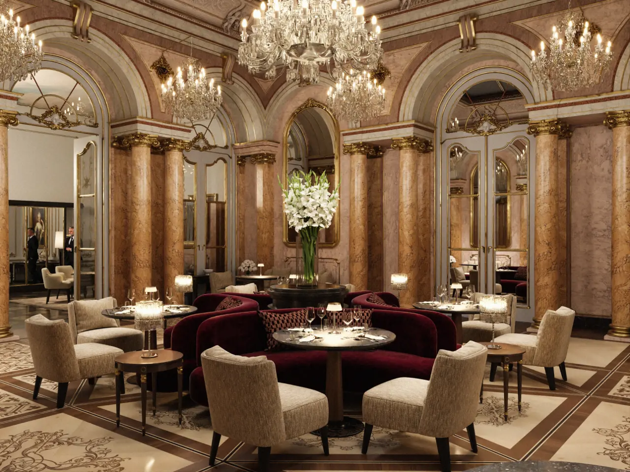 Palais Coburg Residenz in Wien – Opulente Hotelbar mit eleganten Sitzbereichen | Wellnesshotel Wien