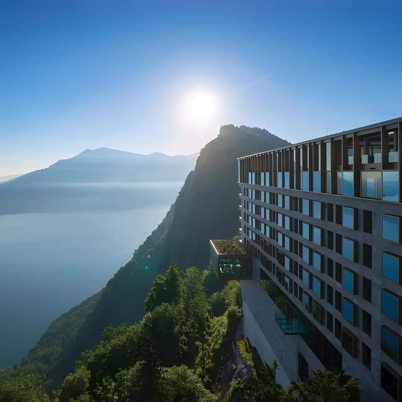 Bürgenstock Resort Lake Lucerne in Obbürgen – Modernes Hotelgebäude mit Seeblick und Bergpanorama | Wellnesshotel Zentralschweiz