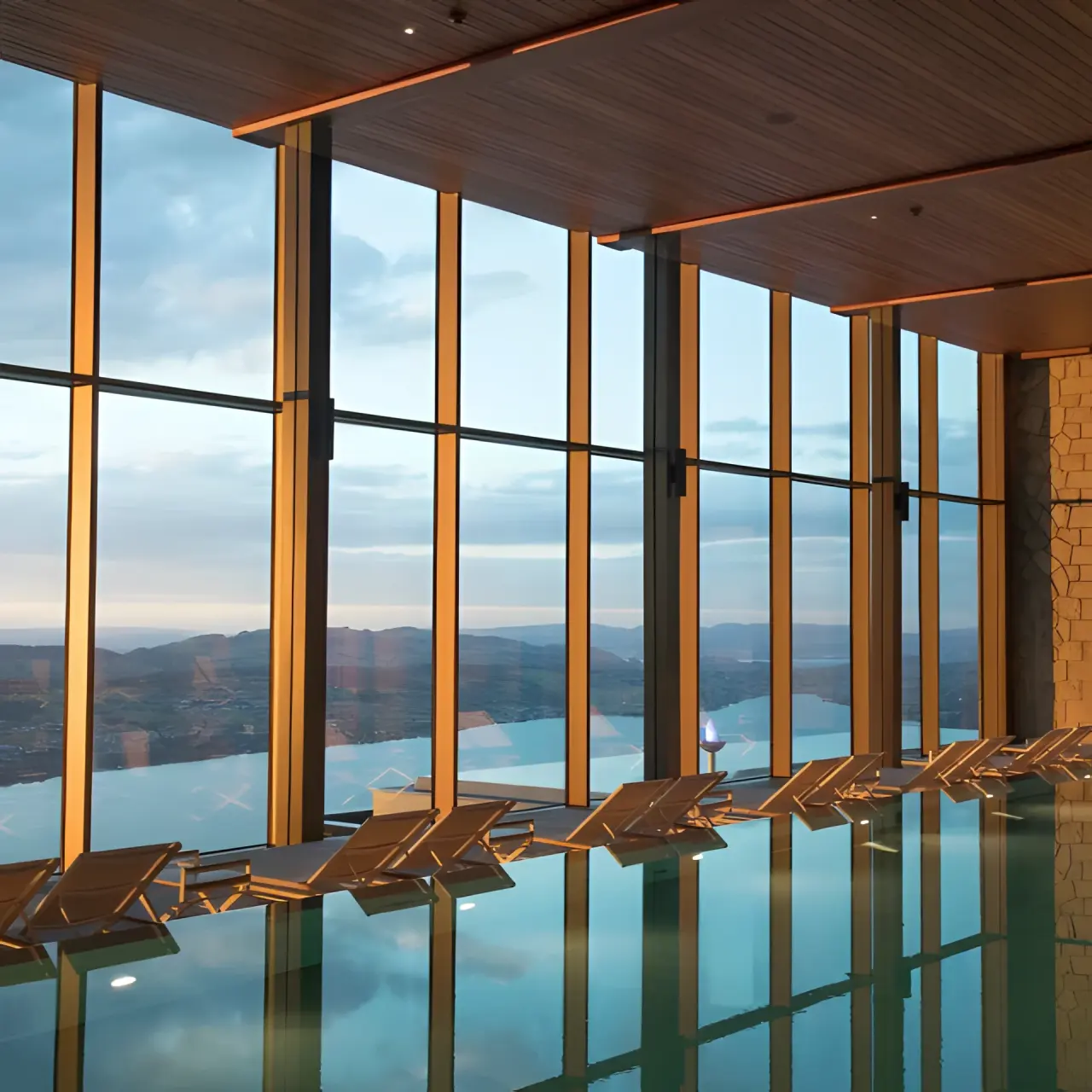 Bürgenstock Resort Lake Lucerne in Obbürgen – Innenpool mit Panoramafenstern und Seeblick | Wellnesshotel Zentralschweiz
