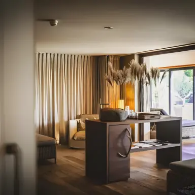 La Val Hotel & Spa in Brigels – Stilvolle Hotellounge mit gemütlichen Sitzbereichen | Wellnesshotel Graubünden