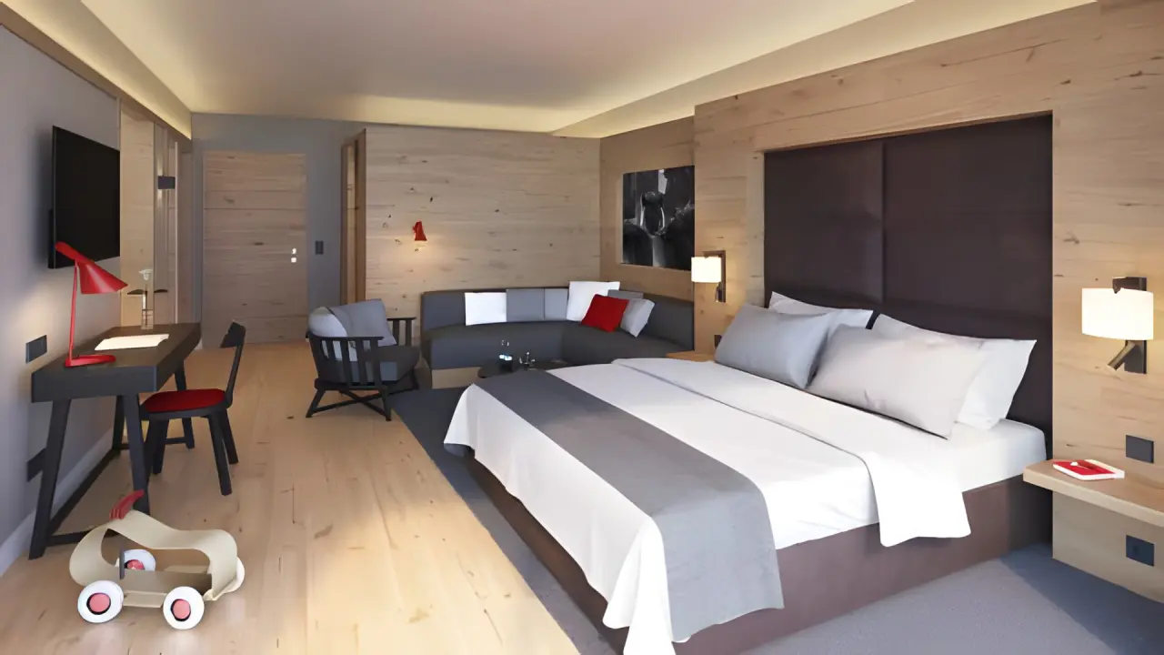 Familienhotel Schreinerhof in Schönberg – Modernes Familienzimmer mit Spielzeug und Holzelementen | Wellnesshotel Bayerischer Wald