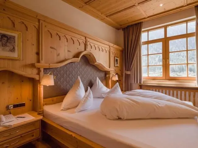 Relais & Châteaux Spa Hotel Jagdhof in Neustift im Stubaital – Traditionelles Doppelzimmer mit Holzelementen und Bergblick | Wellnesshotel Stubaital