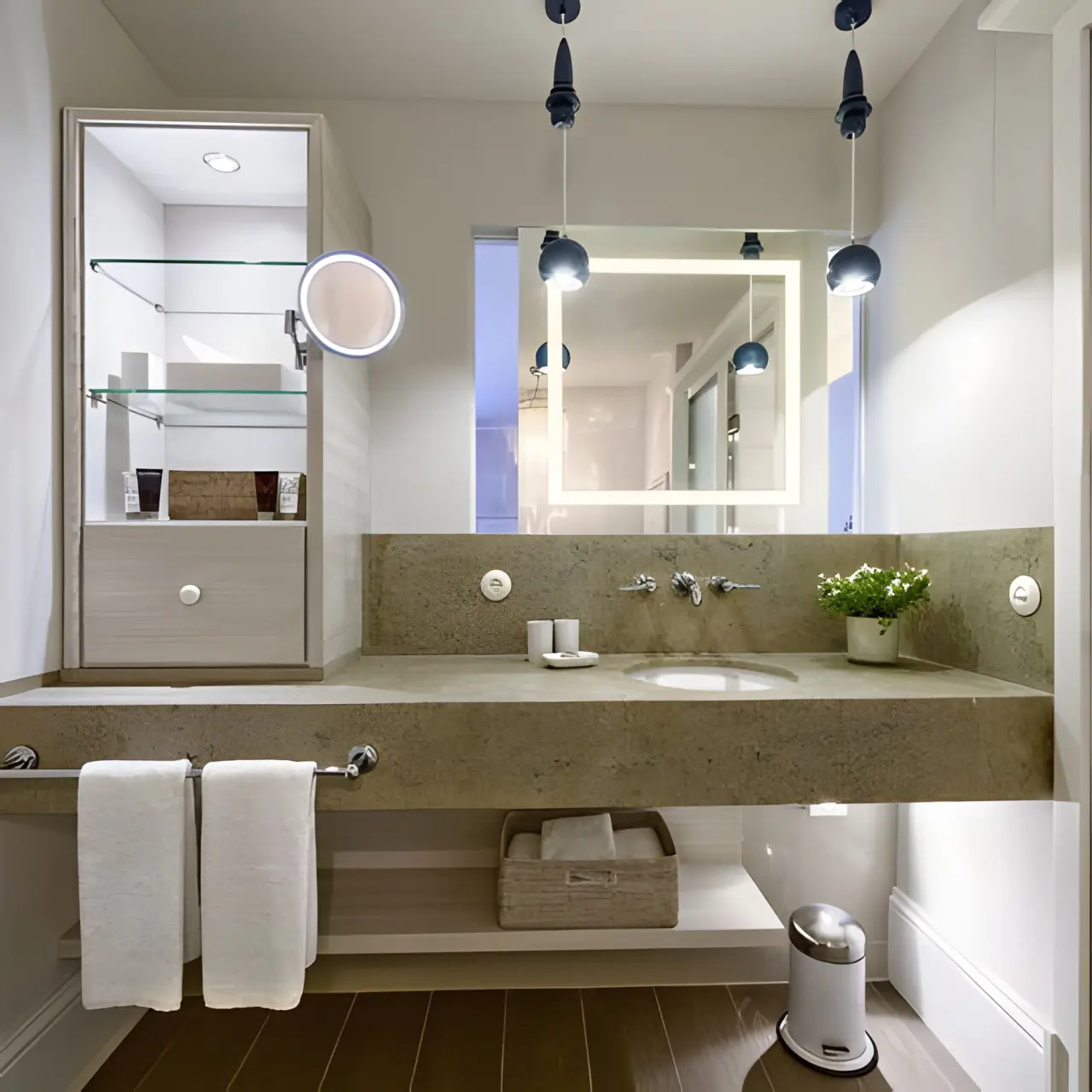 WEISSENHAUS Private Nature Luxury Resort in Hohwacht – Modernes Badezimmer mit Waschtisch | Wellnesshotel Ostsee