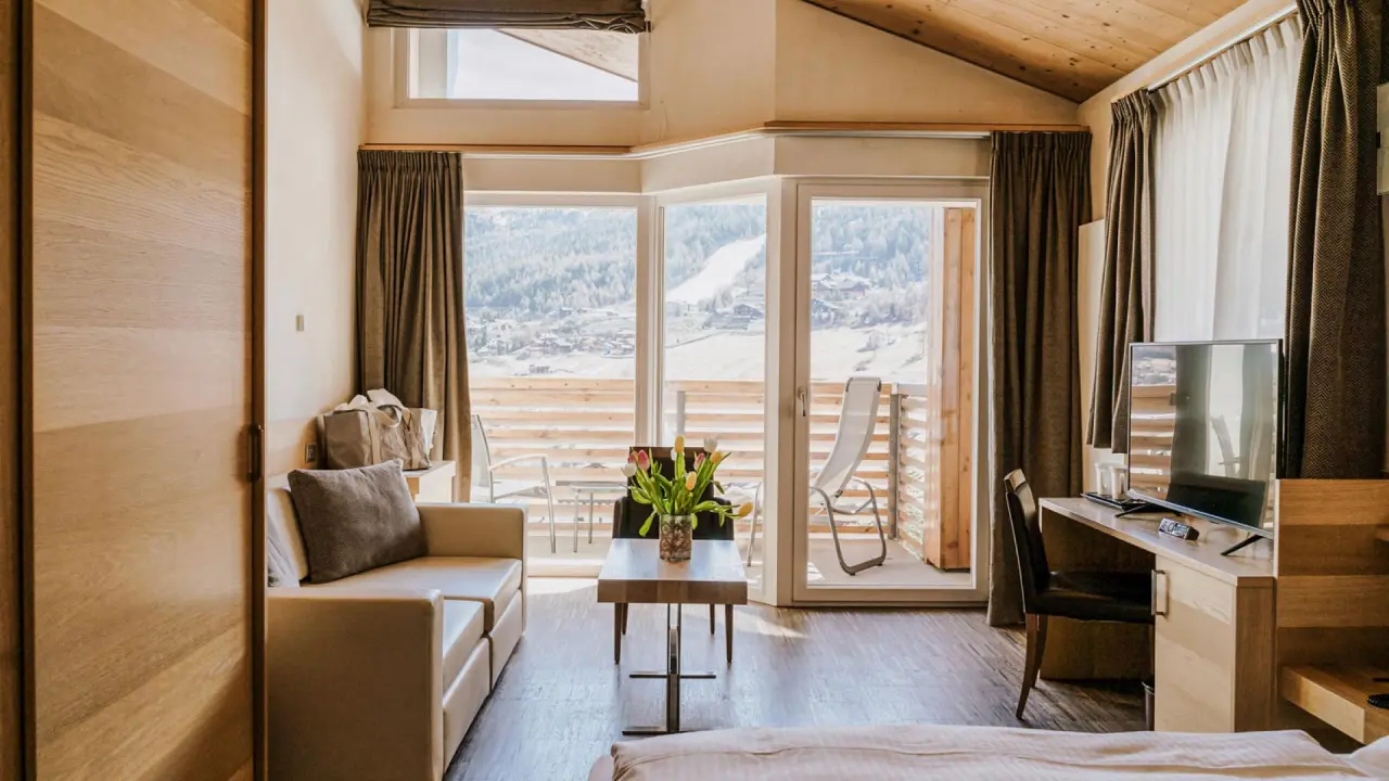 Hotel Lac Salin Spa & Mountain Resort in Livigno – Komfortables Zimmer mit Panorama-Bergblick | Wellnesshotel Livigno